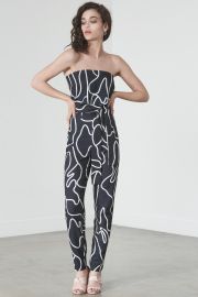 Lavish Alice Squiggle Print Strapless Jumpsuit  at Lavish Alice